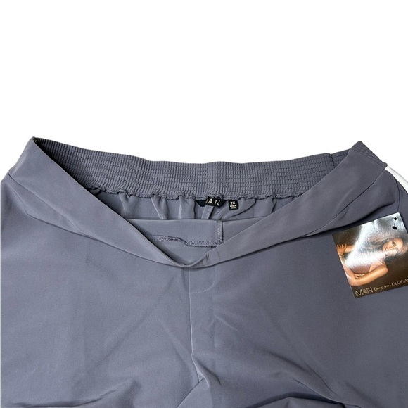 IMAN Global Gunmetal Red Stripe Chic Snap Track Pant Wide Leg Trouser Size 2x - Picture 5 of 13